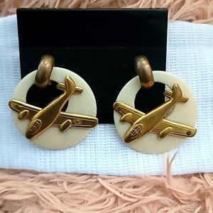 Travel theme airplane earrings